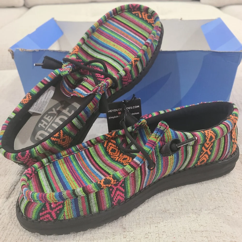 NEW Hey Dude Wally Serape Mesa Verde Slip On Shoes 40017-9BZ Size US L8-M6 Aztec - Picture 6 of 8
